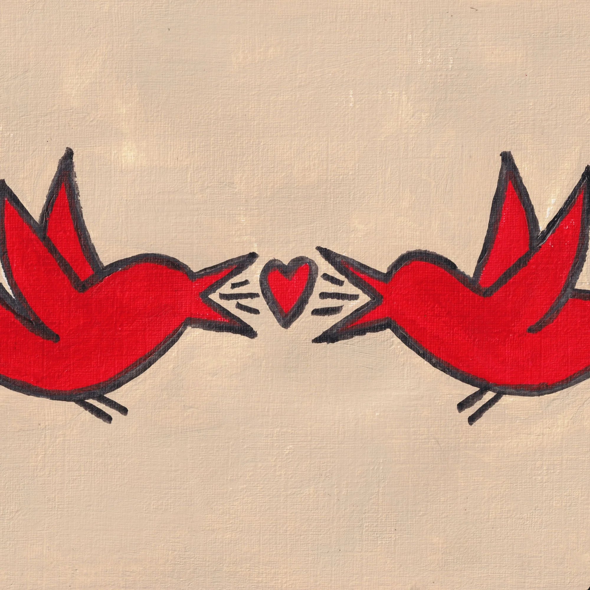 Love Birds Original Framed A4 Art Piece